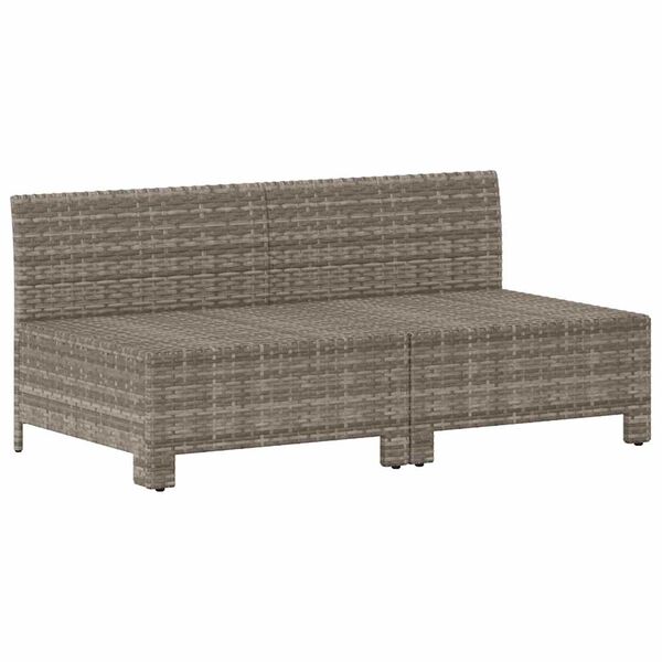 vidaXL Gartensofa 2-Sitzer mit Kissen Grau Poly Rattan