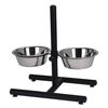 Pets Collection Verstellbarer Doppelnapf Futter + Wasser Edelstahl
