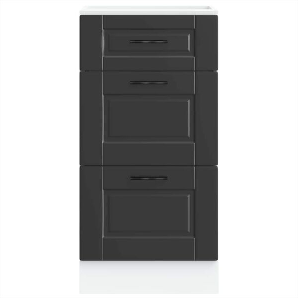 vidaXL K&uuml;chenunterschrank &bdquo;Porto&ldquo; Schwarz Holzwerkstoff