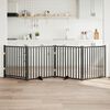 vidaXL 4-tlg. Hundetor mit T&uuml;r Faltbar Schwarz 320 cm Massivholz Tanne