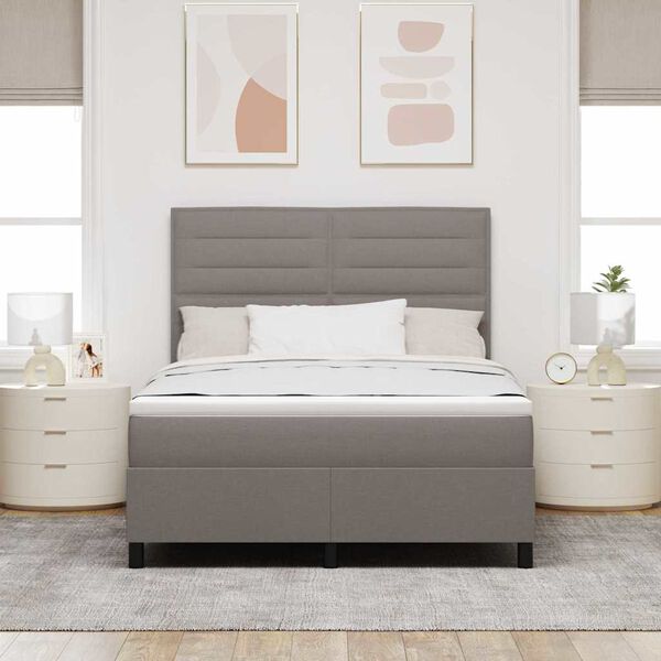 vidaXL Boxspringbett mit Matratze Taupe 140 x 200 cm Stoff