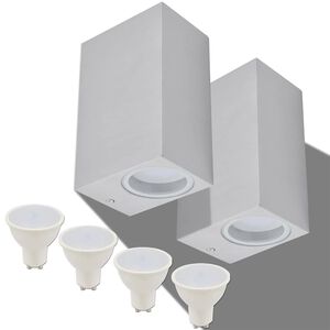 vidaXL LED-Außenwandleuchten 2 Stk. Quadratisch Auf-/Abwärts