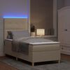 vidaXL LED Boxspringbett mit Matratze Creme 90 x 200 cm Stoff