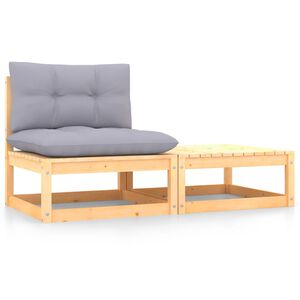 vidaXL 2-tlg. Garten-Lounge-Set mit Kissen Kiefer Massivholz