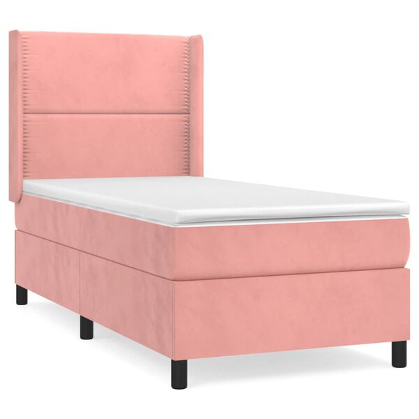 vidaXL Boxspringbett mit Matratze Rosa 80x200 cm Samt