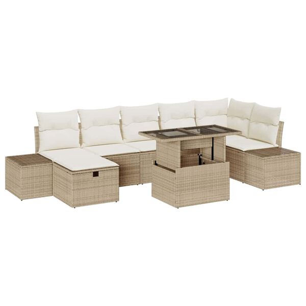 vidaXL Garten-Sofa-Set 8 pcs Beige Poly-Rattan