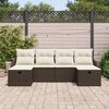 vidaXL Garten-Sofa-Set mit Kissen mit Speicher 6 pcs Braun Poly Rattan