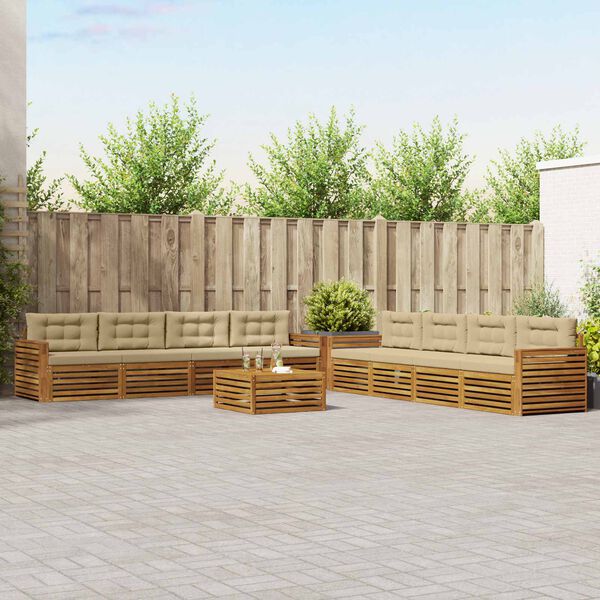 vidaXL Outdoor-Sofagarnitur mit Kissen 9 pcs Natur und Beige