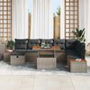 vidaXL Garten-Sofa-Set mit Kissen mit Speicher 9 pcs Grau Poly Rattan