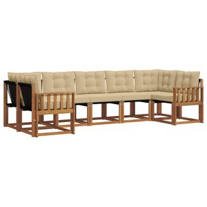 vidaXL Outdoor-Sofagarnitur mit Kissen 7 pcs Natur und Beige