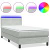 vidaXL Boxspringbett mit Matratze & LED Hellgrau 100x220 cm Samt