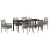 vidaXL Garten Essgruppe mit Kissen 7 pcs Grau Poly-Rattan