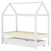 vidaXL Kinderbett mit Schublade Wei&szlig; Massivholz Kiefer 70x140 cm