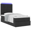 vidaXL Ottoman-Bett mit Matratze & LEDs Schwarz 90x200 cm Stoff