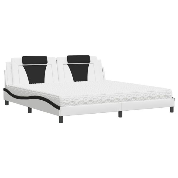 vidaXL Bett "Viana" mit Matratze Wei&szlig; und Schwarz 200x200 cm Kunstleder