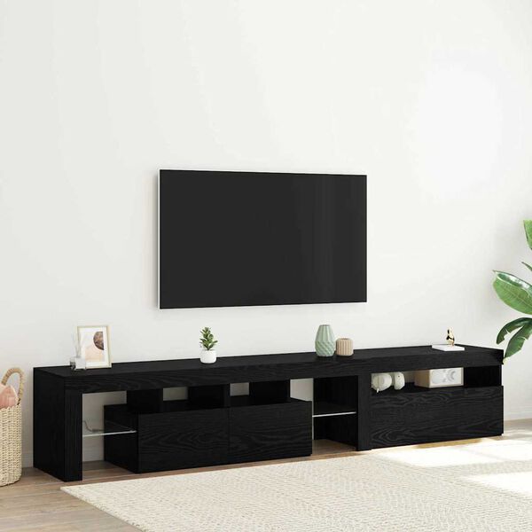 vidaXL TV-Schr&auml;nk mit LED 2 pcs Schwarz Eichen-Optik 215 x 37 x 40 cm