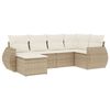 vidaXL 6-tlg. Garten-Sofagarnitur mit Kissen Beige Poly Rattan