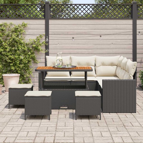 vidaXL Gartensofa-set 9 pcs Schwarz Poly-Rattan