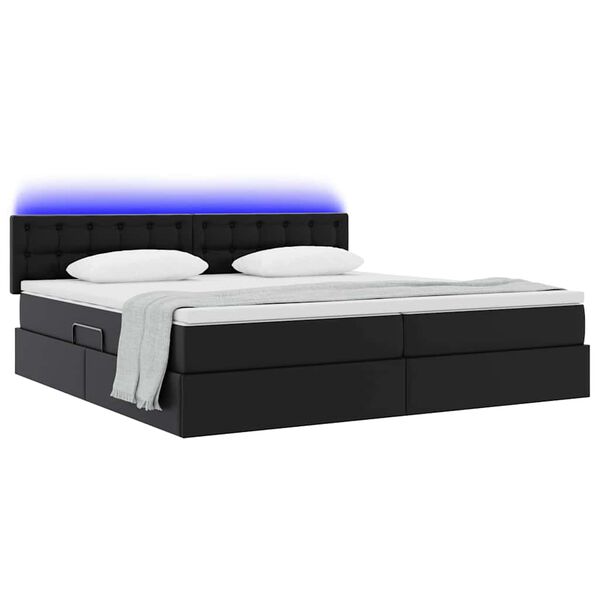vidaXL Bett mit Stauraum und LED Hellgrau 200 x 200 cm Kunstleder