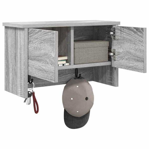 vidaXL Wandmontierter nachttisch mit T&uuml;r Graues Sonoma 50 x 20 x 30 cm