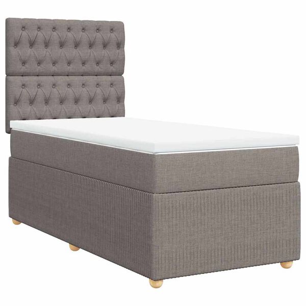 vidaXL Boxspringbett mit Matratze Taupe 80x200 cm Stoff