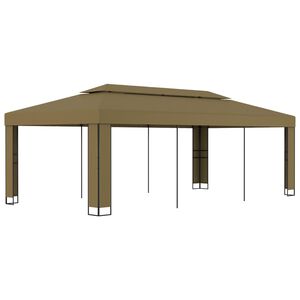 vidaXL Pavillon mit Doppeldach 3x6 m Taupe 180 g/m&sup2;