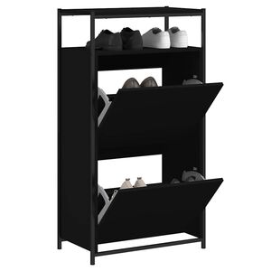 vidaXL Schuhschrank Schwarz 60x34x112 cm Holzwerkstoff