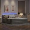 vidaXL Bett mit LED-Lichtleisten Hellgrau 200 x 200 cm Stoff