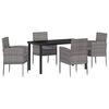 vidaXL Garten Essgruppe mit Kissen 5 pcs Grau Poly-Rattan