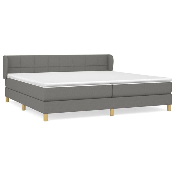 vidaXL Boxspringbett mit Matratze Dunkelgrau 200x200 cm Stoff