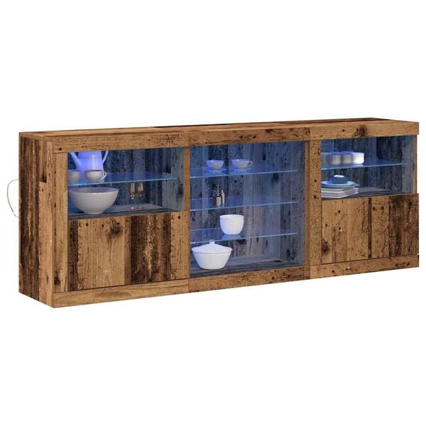 vidaXL LED-Sideboard Altholz 181,5 x 37 x 67 cm Holzwerkstoff