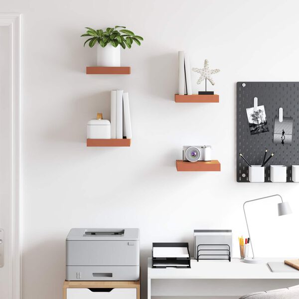 vidaXL Wandregal Wandmontiert 4 pcs Rot 23 x 23,5 x 4 cm Holzwerkstoff