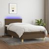 vidaXL Boxspringbett mit Matratze & LED Dunkelbraun 90x190 cm Stoff