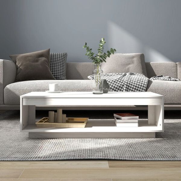 vidaXL Couchtisch Wei&szlig; 110x50x33,5 cm Massivholz Kiefer