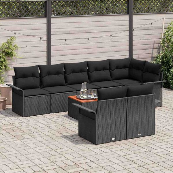 vidaXL Gartensofa-set mit Speicher 9 pcs Schwarz Poly-Rattan