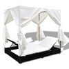 vidaXL Outdoor-Loungebett mit Vorhang Poly Rattan Schwarz