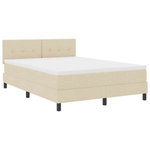vidaXL Boxspringbett mit Matratze mit LED Creme 140 x 190 cm Stoff