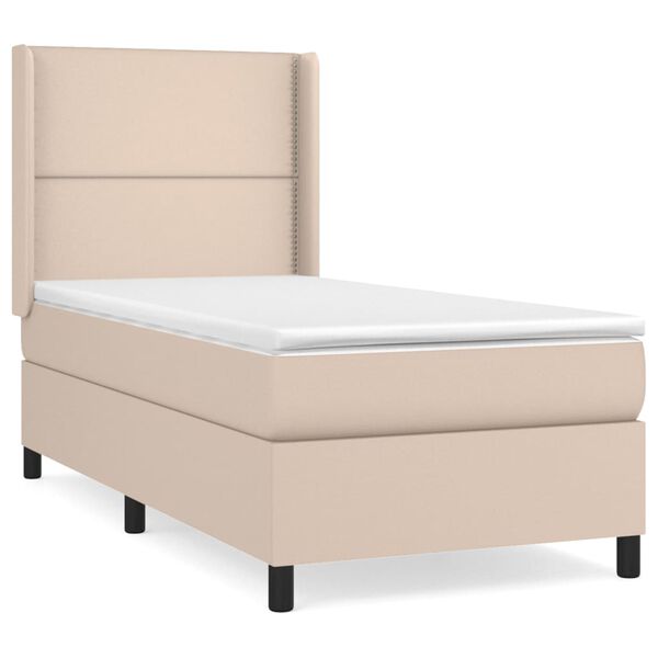 vidaXL Boxspringbett Matratze Cappuccino-Braun 100x200cm Kunstleder