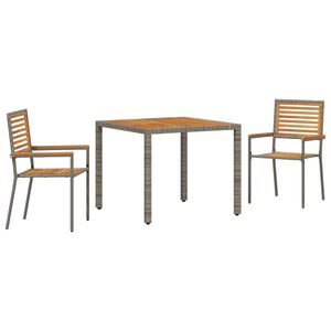 vidaXL Garten Essgruppe 3 pcs Grau und Braun Poly-Rattan