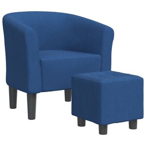 vidaXL Clubsessel mit Fu&szlig;hocker Blau Stoff