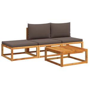 vidaXL 4-tlg. Gartensofa-Set mit Kissen Holz Akazie & Rattan