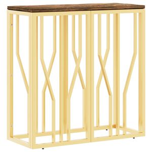 vidaXL Konsolentisch Golden Edelstahl und Altholz Massiv