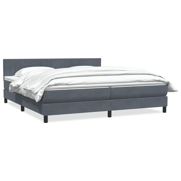 vidaXL Boxspringbett mit Matratze Dunkelgrau 180x210 cm Samt