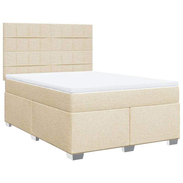 vidaXL Boxspringbett mit Matratze Creme 140x200 cm Stoff
