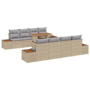 vidaXL Gartensofa-set 9 stk. Beige Poly-Rattan