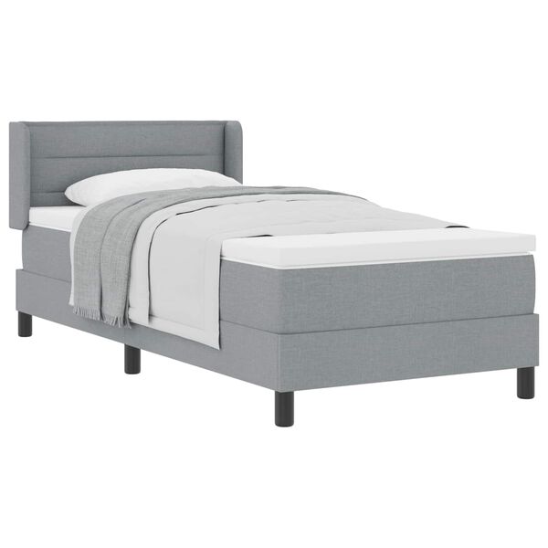 vidaXL Boxspringbett mit Matratze Hellgrau 200 x 80 cm Polyester