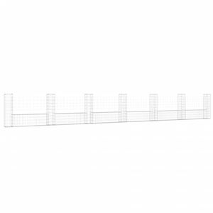 vidaXL Gabionenkorb U-Form mit 7 Säulen Eisen 740x20x100 cm