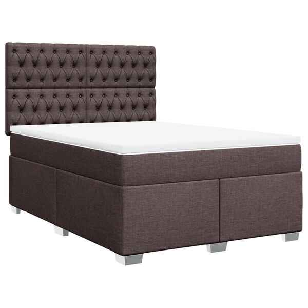 vidaXL Boxspringbett mit Matratze Dunkelbraun 140x190 cm Stoff