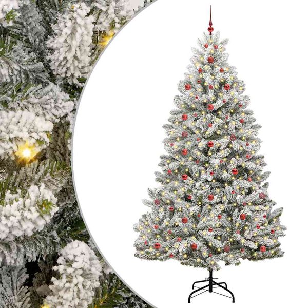 vidaXL K&uuml;nstlicher Weihnachtsbaum Gr&uuml;n und Wei&szlig; 240 cm PVC und Metall