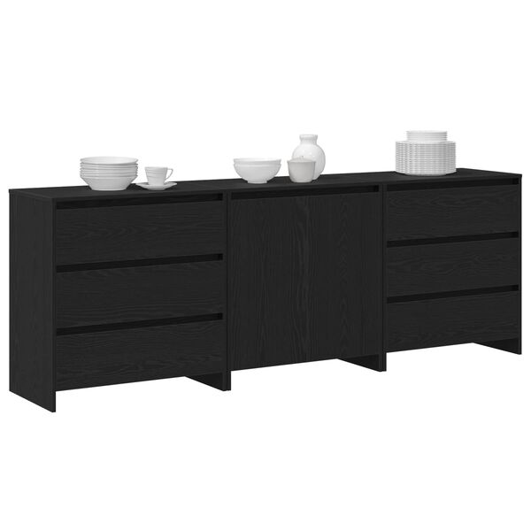 vidaXL Sideboard 3 pcs Schwarz 70 x 41 x 75 cm Holzwerkstoff
